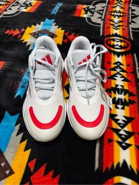 White Athletic Sneakers with Red Accents